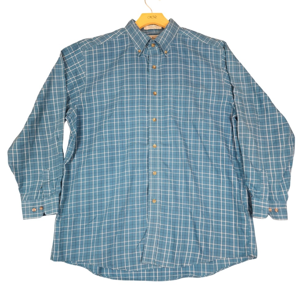 LL Bean Wrinkle Free Traditional Fit Long Sleeve Plaid Button Down Shirt L-REG‎